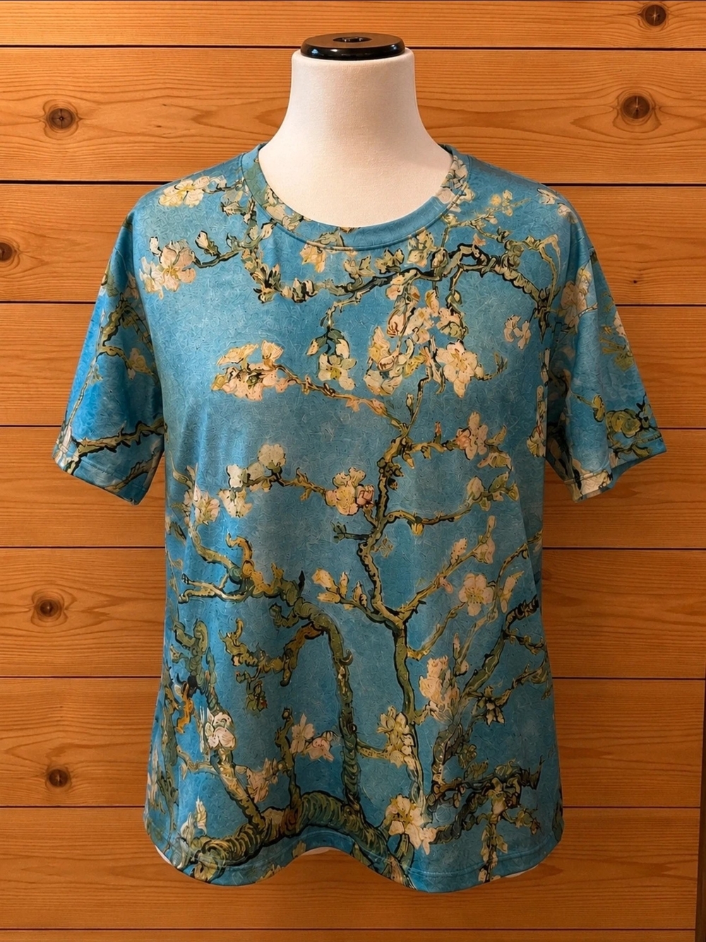 Blue Floral Print Women’s Short-Sleeve Blouse